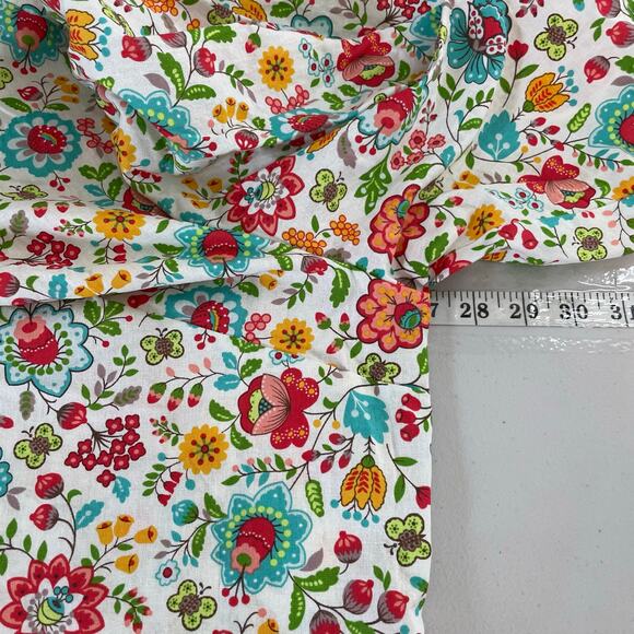 Handmade Floral Tunic Blouse Bell Sleeves Back Button Down Butterflies - Picture 8 of 10